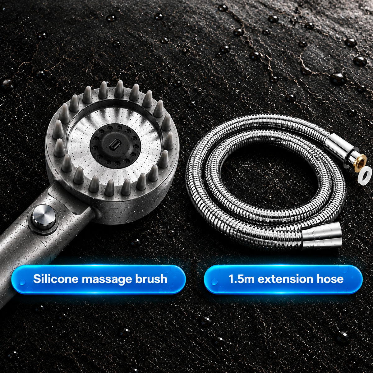 HydroBrush Showerhead + FREE 1.5m Extension Hose